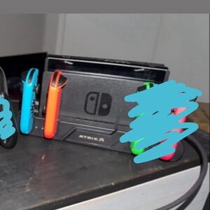 Nintendo Switch Console with Neon Red and Blue Joy-Con